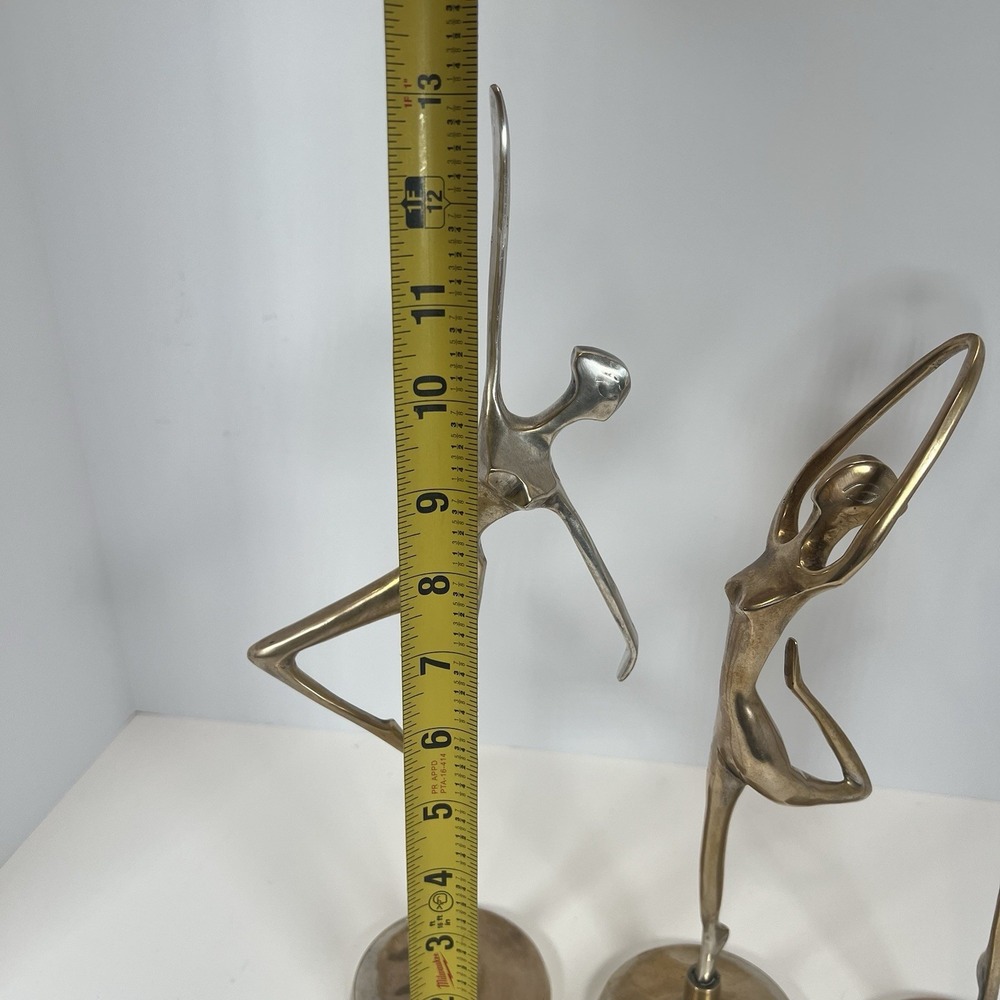 Ballerina Dancer Figurines gold and silver Metal Ballet Sculptures Set of 3 - Picture 10 of 12
